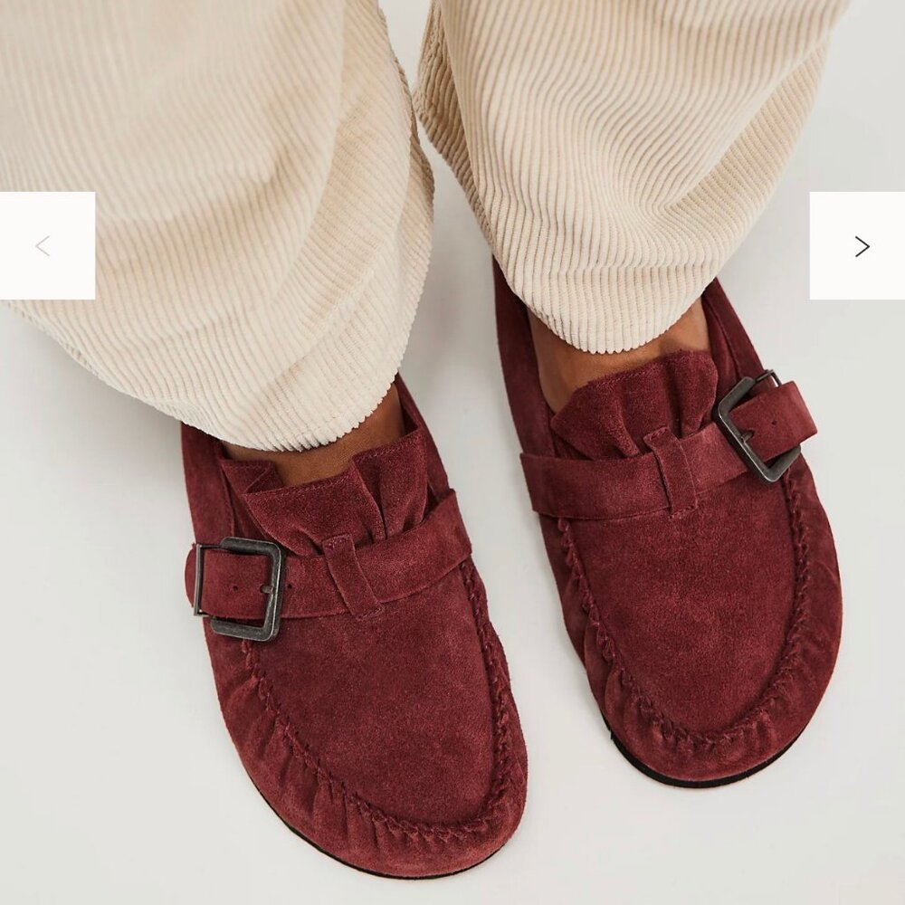 Free People Studded After Riding Mules Suede Slip-On Red Rust Size 10 NEW - Picture 11 of 11